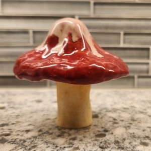 Handmade Ceramic Drip Glazed Studio Pottery MUSHROOM Figurine Signed TSP